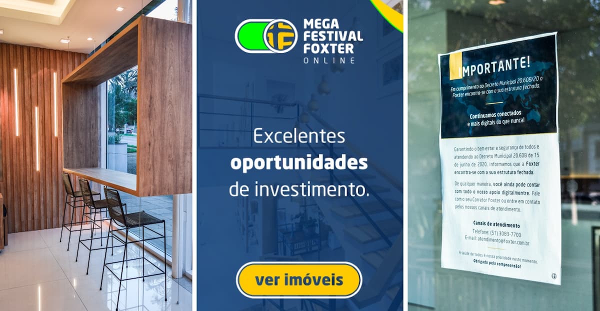 Imagem do interior da Loja 2 reformada, campanha do Mega Festival Foxter Online e aviso sobre a pandemia